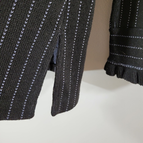 FRENCH RAGS vintage wool blend striped ruffle trim button front cardigan sweater - Picture 12 of 12